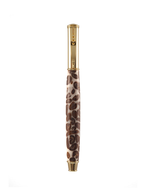 Back view of the Pen & Ink coffee bean pen — a rich blend of real beans and artisan resin, served with gold-tone elegance and a satisfying snap closure.